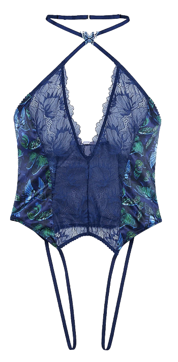 Baroque Butterfly Lace Bralette in Blue